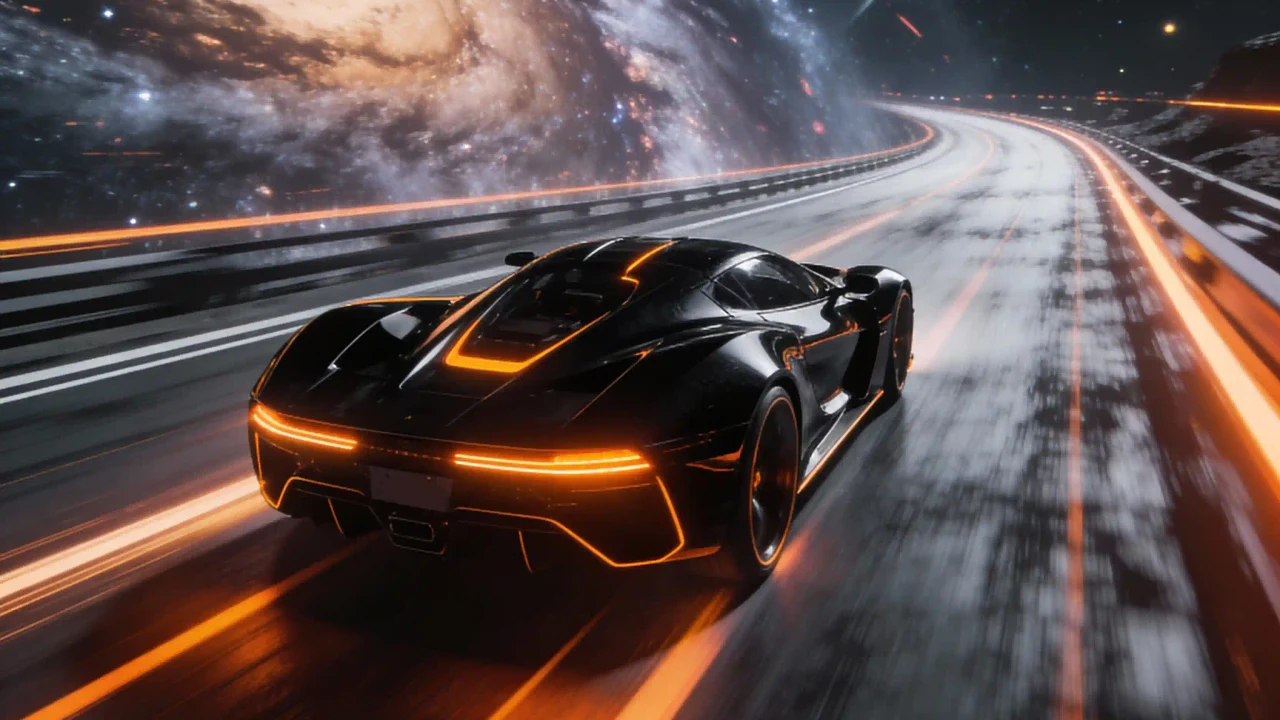 Grok Imagine cosmic racer hero background