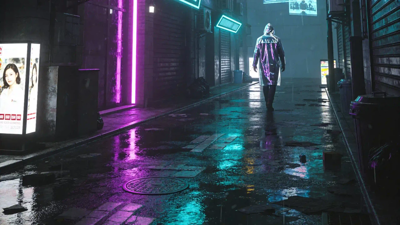 Grok Imagine cinematic alley hero background