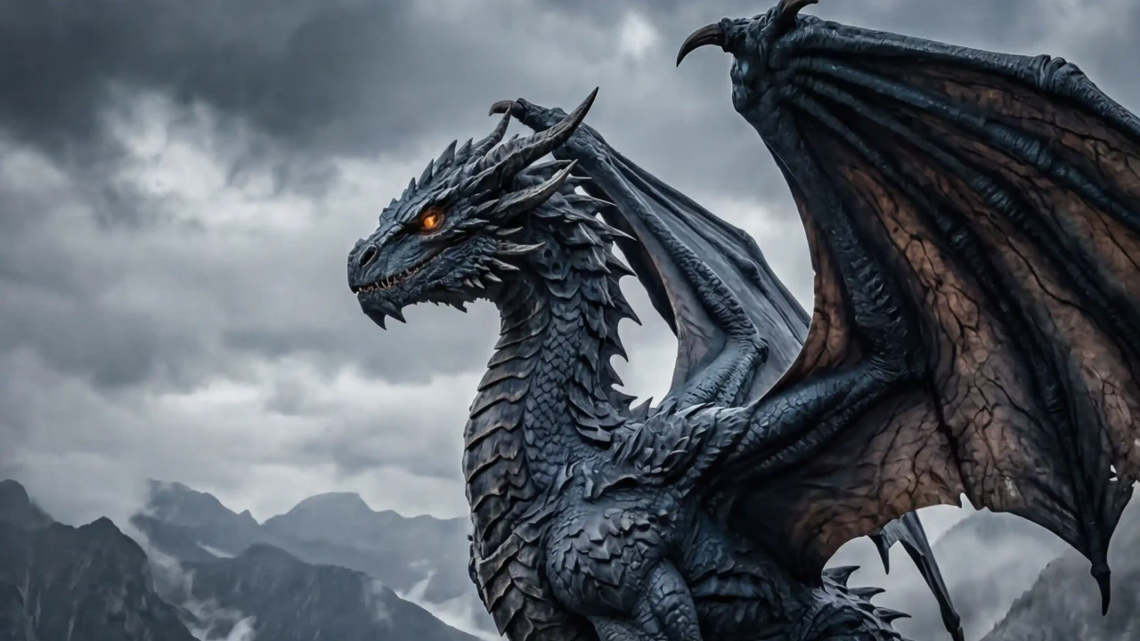 Grok Imagine dragon cliff hero background