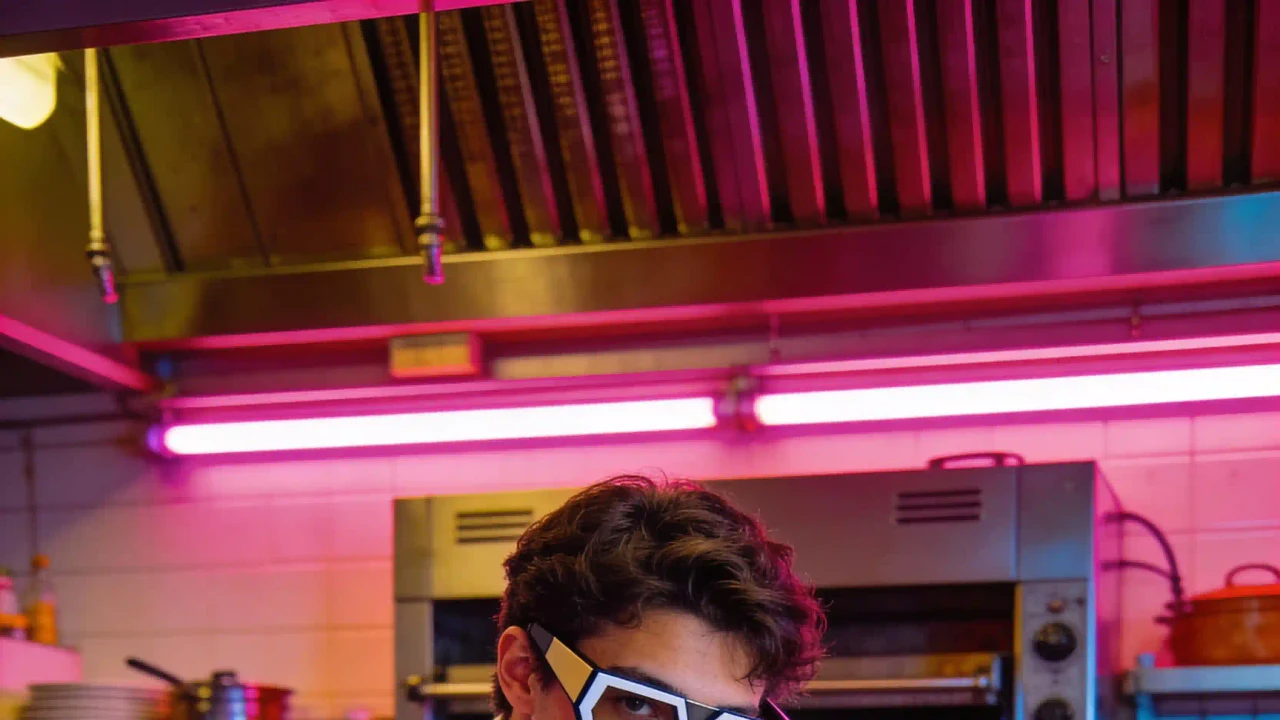 Grok Imagine retro future chef hero background