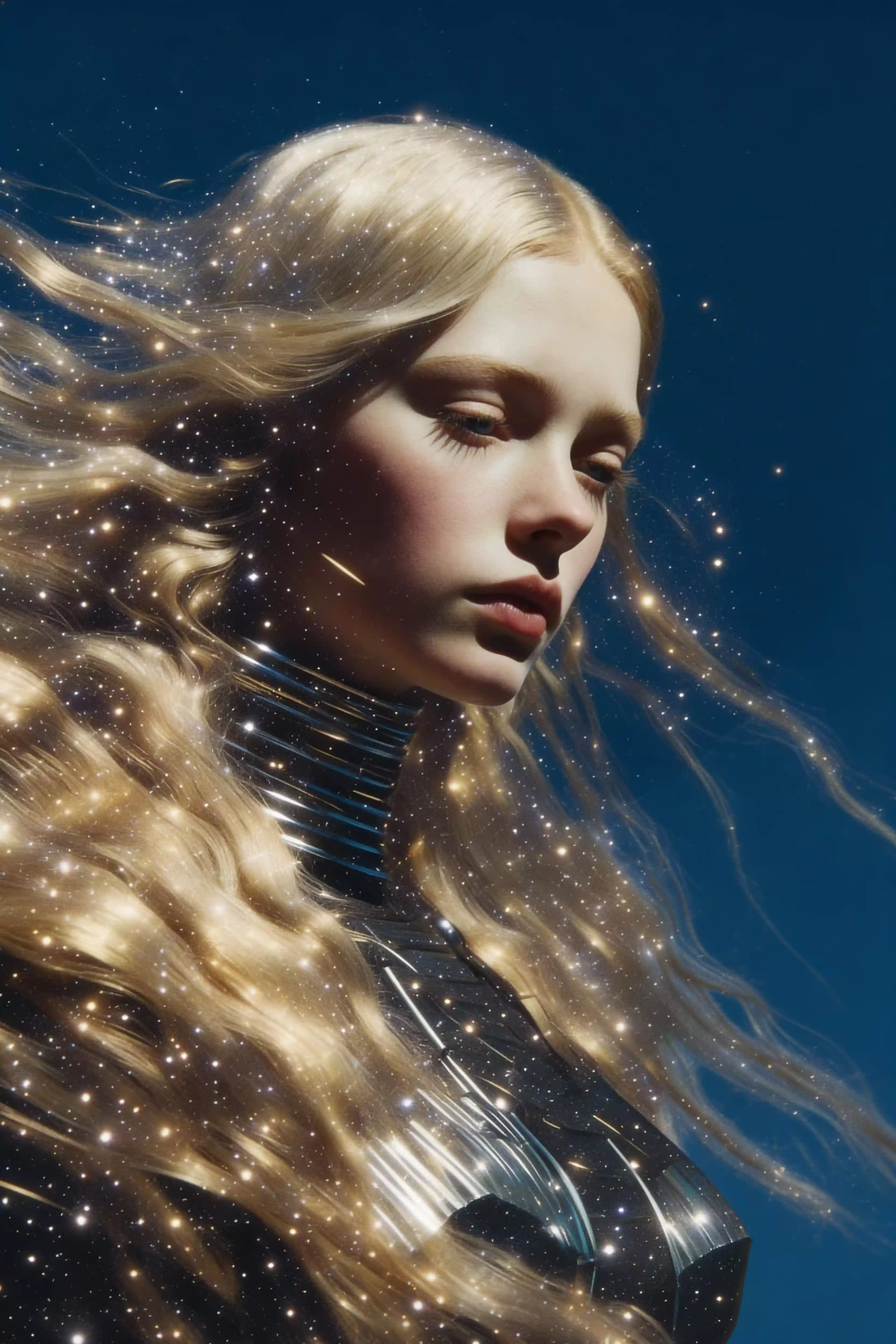 Grok Imagine starry double exposure portrait prompt example