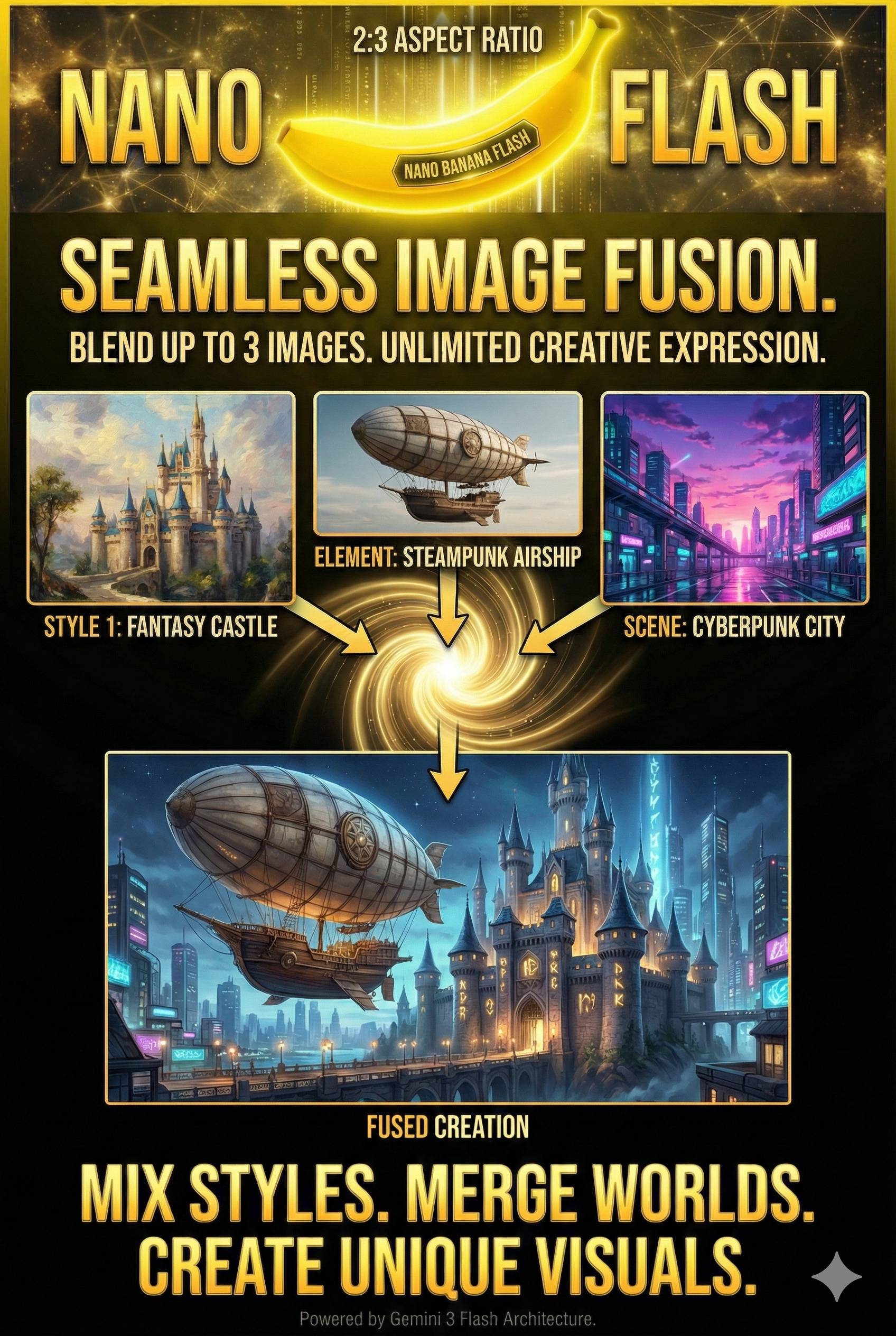 Nano Banana 2 seamless image fusion - blend up to 14 images for unique visuals